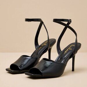 Lulus Masha Black Ankle Strap High Heel Sandals - Size 8